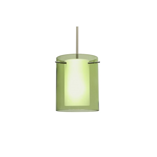 Besa Lighting Pahu 8 Stem Pendant, Trans. Olive/Opal, Satin Nickel Finish, 1x100W Incandescent 1TT-L00607-SN - main